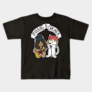 Funny Cat Paws Rock Music Gift Funny Cat Kids T-Shirt